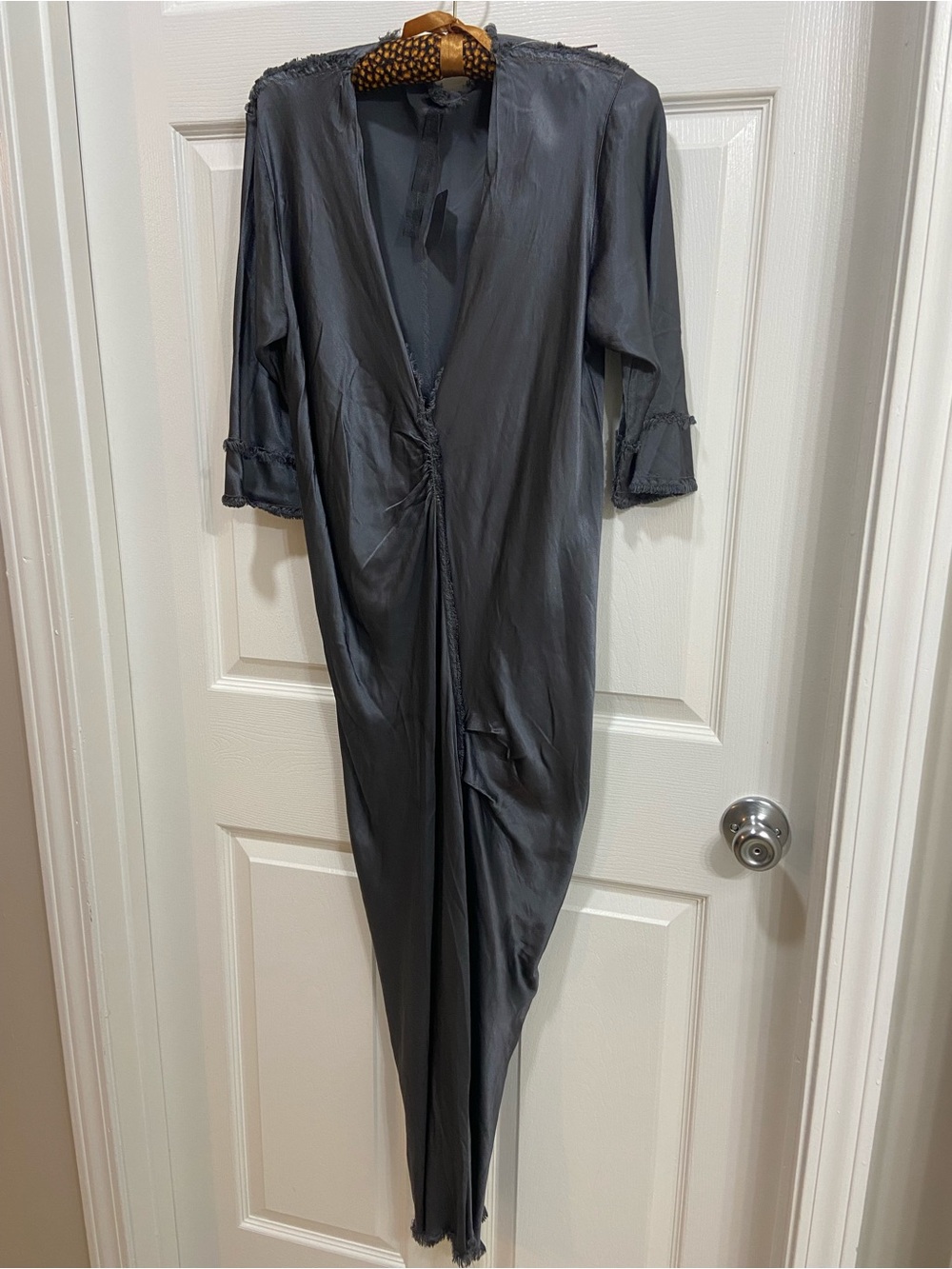 Jaga Murano Raw Hem Dress in Smoky Gray.